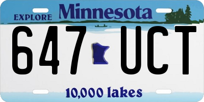 MN license plate 647UCT