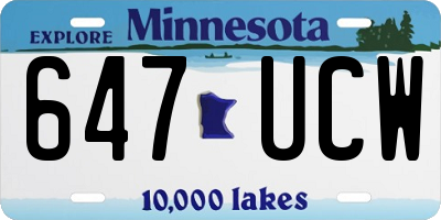 MN license plate 647UCW