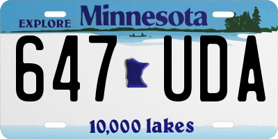 MN license plate 647UDA