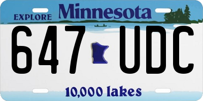 MN license plate 647UDC