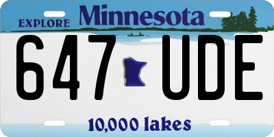 MN license plate 647UDE