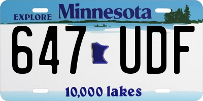 MN license plate 647UDF