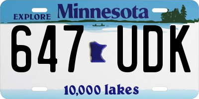 MN license plate 647UDK