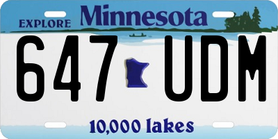 MN license plate 647UDM