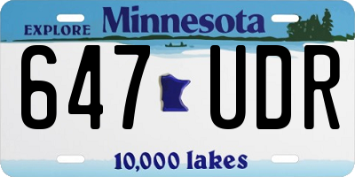 MN license plate 647UDR