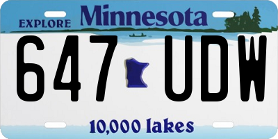 MN license plate 647UDW