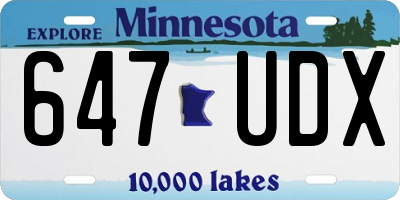 MN license plate 647UDX