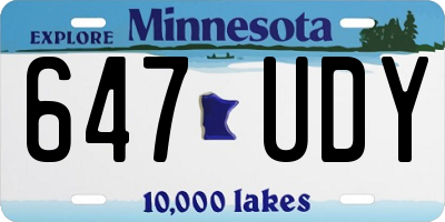 MN license plate 647UDY