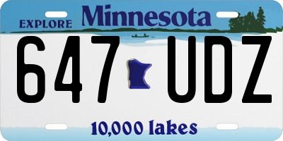 MN license plate 647UDZ