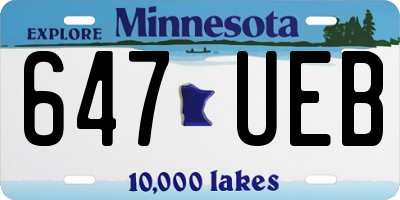 MN license plate 647UEB