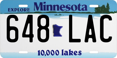 MN license plate 648LAC