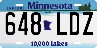 MN license plate 648LDZ