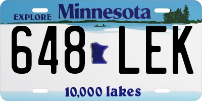 MN license plate 648LEK