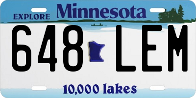MN license plate 648LEM