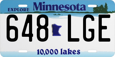 MN license plate 648LGE