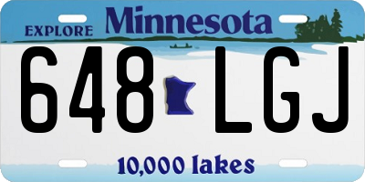 MN license plate 648LGJ