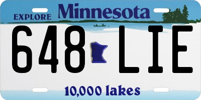 MN license plate 648LIE