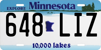 MN license plate 648LIZ