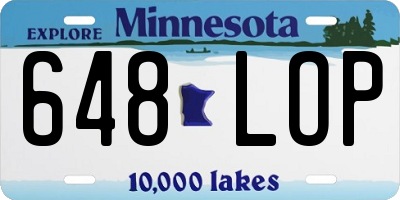 MN license plate 648LOP
