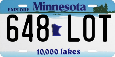 MN license plate 648LOT