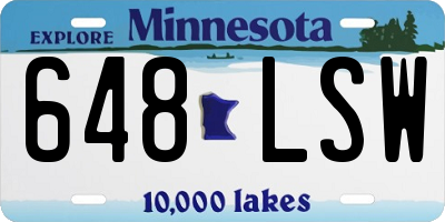 MN license plate 648LSW