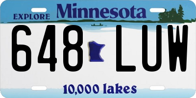 MN license plate 648LUW