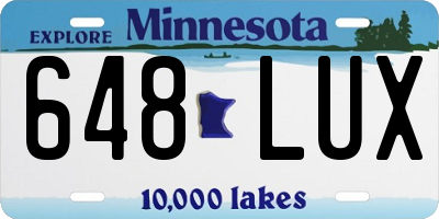 MN license plate 648LUX