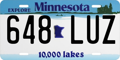 MN license plate 648LUZ