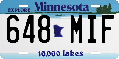 MN license plate 648MIF