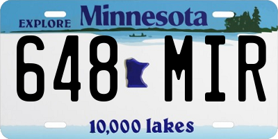 MN license plate 648MIR