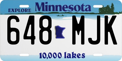 MN license plate 648MJK