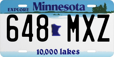 MN license plate 648MXZ