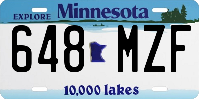 MN license plate 648MZF