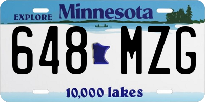 MN license plate 648MZG