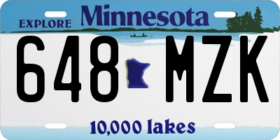 MN license plate 648MZK