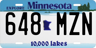 MN license plate 648MZN