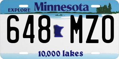 MN license plate 648MZO