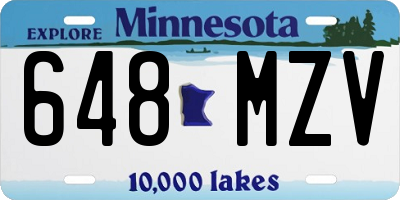 MN license plate 648MZV