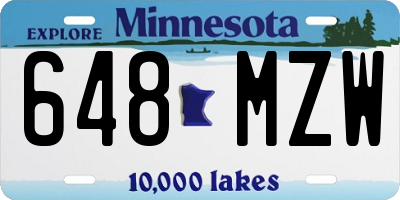 MN license plate 648MZW