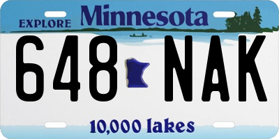 MN license plate 648NAK