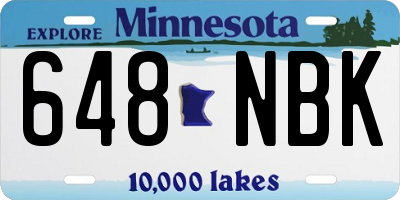 MN license plate 648NBK