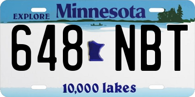 MN license plate 648NBT