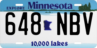 MN license plate 648NBV