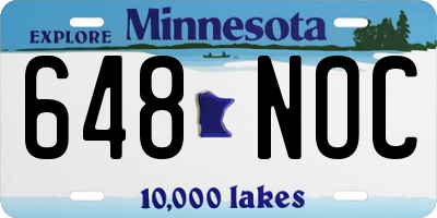 MN license plate 648NOC