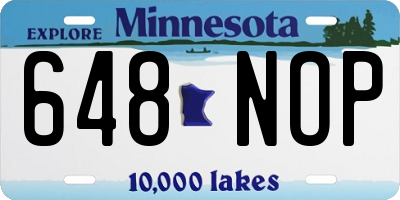 MN license plate 648NOP