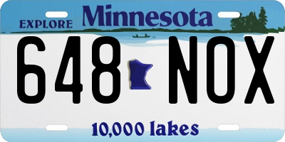 MN license plate 648NOX