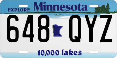 MN license plate 648QYZ