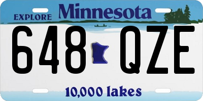 MN license plate 648QZE