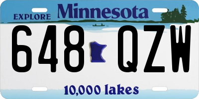 MN license plate 648QZW
