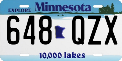 MN license plate 648QZX